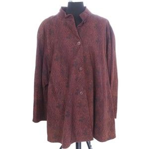 Latini Maria Vittoria Firenze Oversize Coat Womens Allover Paisley Suede New 2XL